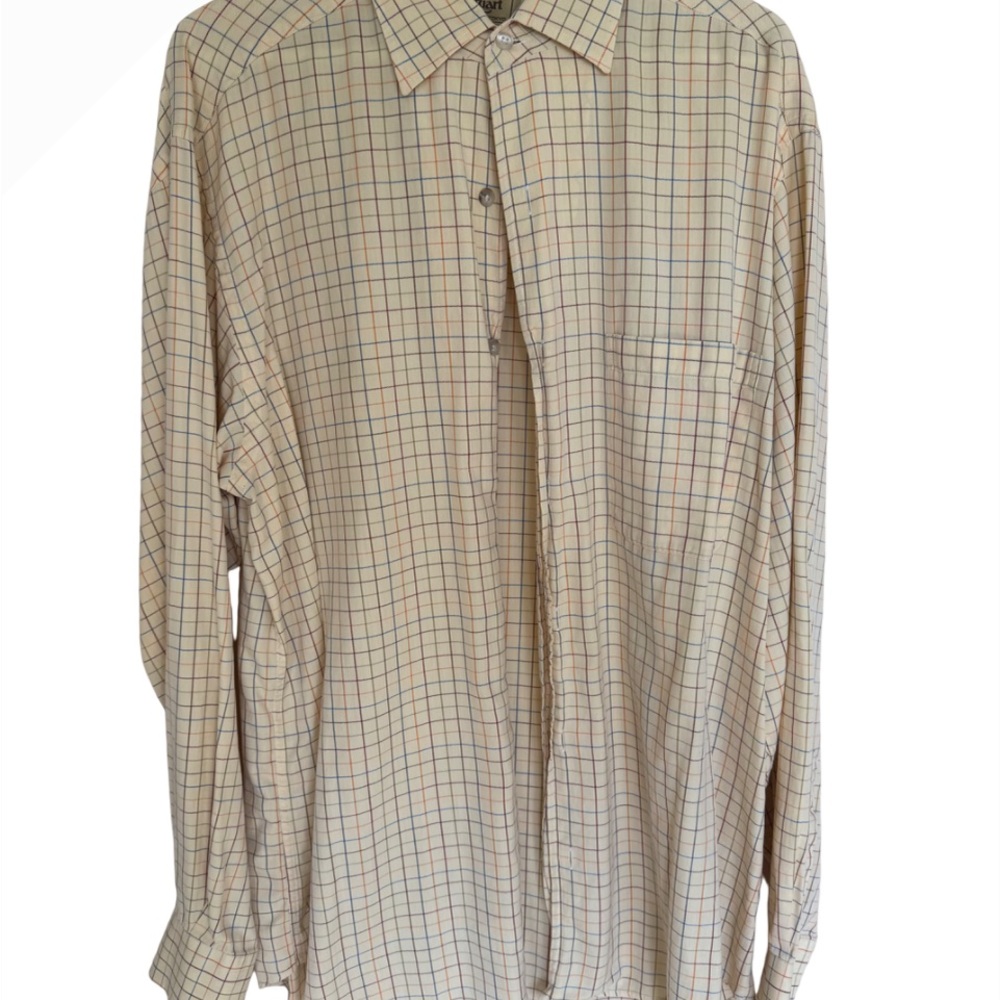 Paul Stuart Beige Plaid Casual Shirt